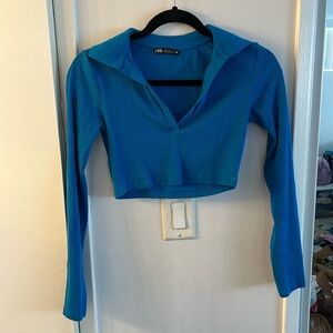 Zara royal blue cropped longsleeve